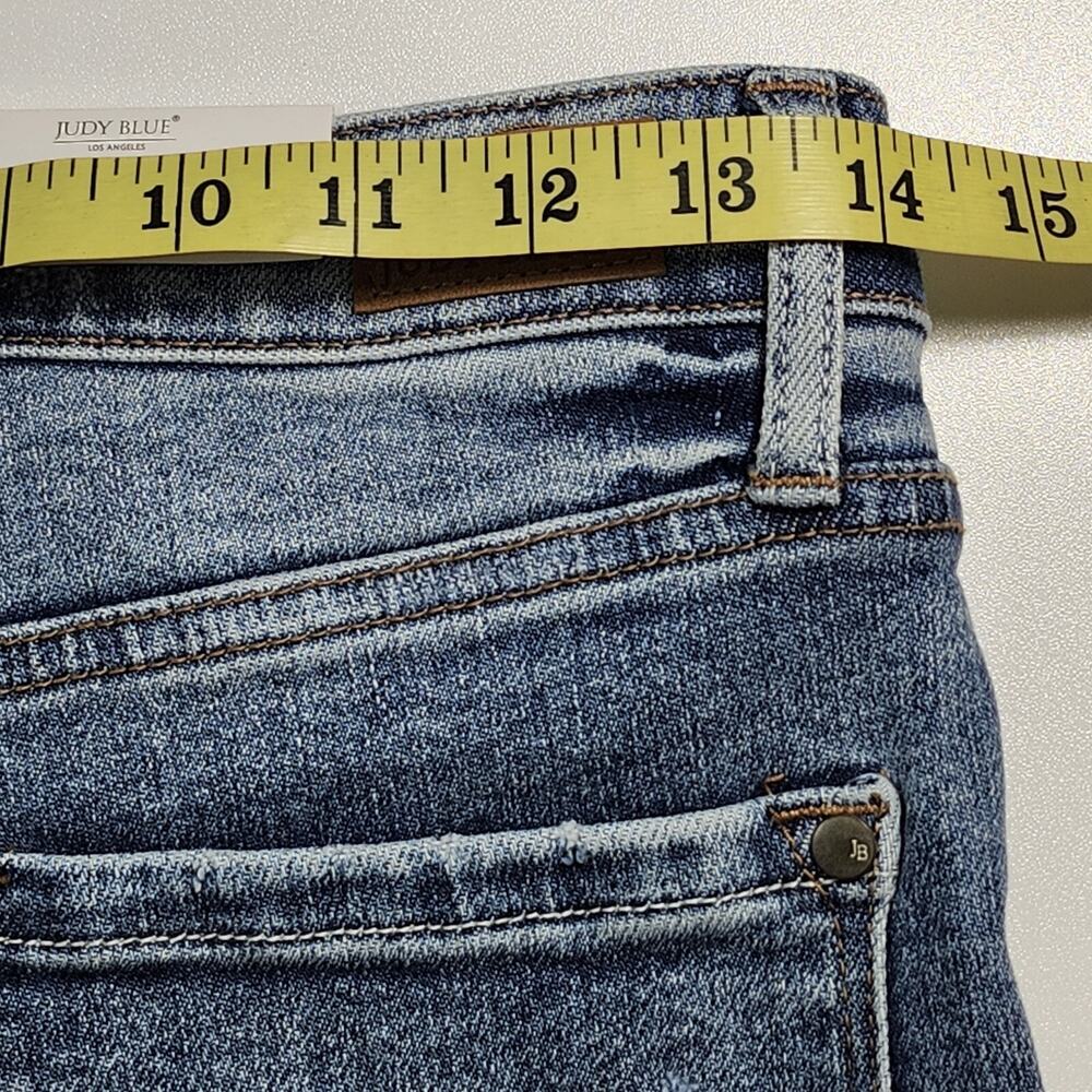 Judy Blue Jeans Womens Sz 7/28 High Waist Flare Fit Distressed Stretch Fray Cuff - Picture 13 of 16